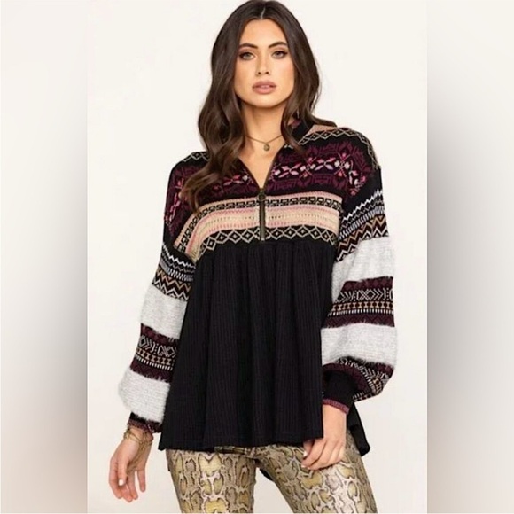 Free People | Women’s Black/Purple/Metallic Cabin Fever Swit FairIsle Sweater XS - Picture 16 of 16